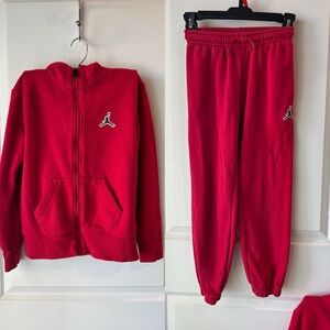 Jordan Red fleece top and pants. Youth small
